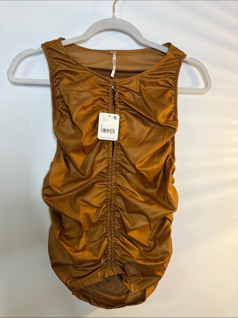 Women's Free People Ruched Tank Top - Bronze color Size L